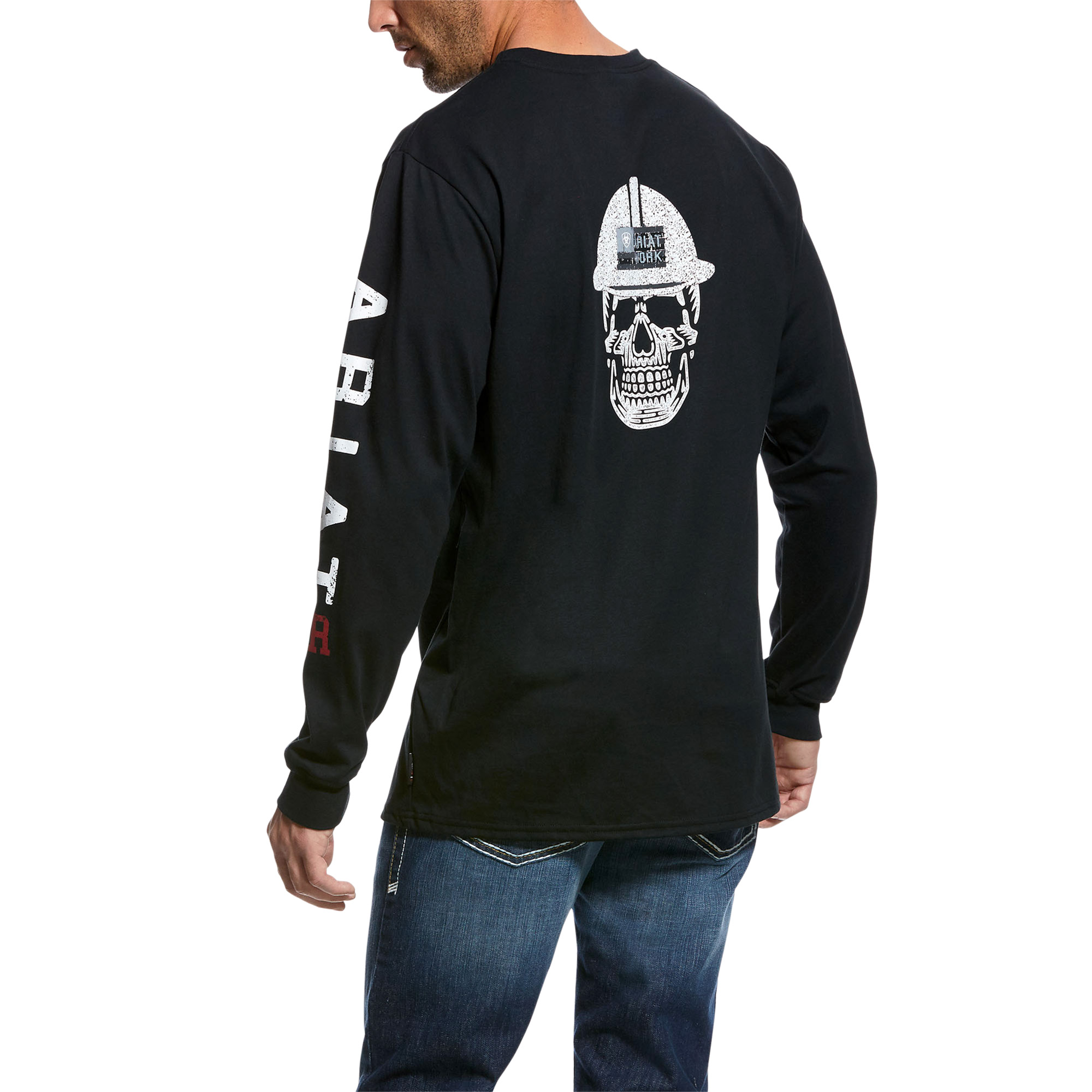 Picture of Ariat 10026434 FR ROUGHNECK SKULL LOGO LS T-SHRT