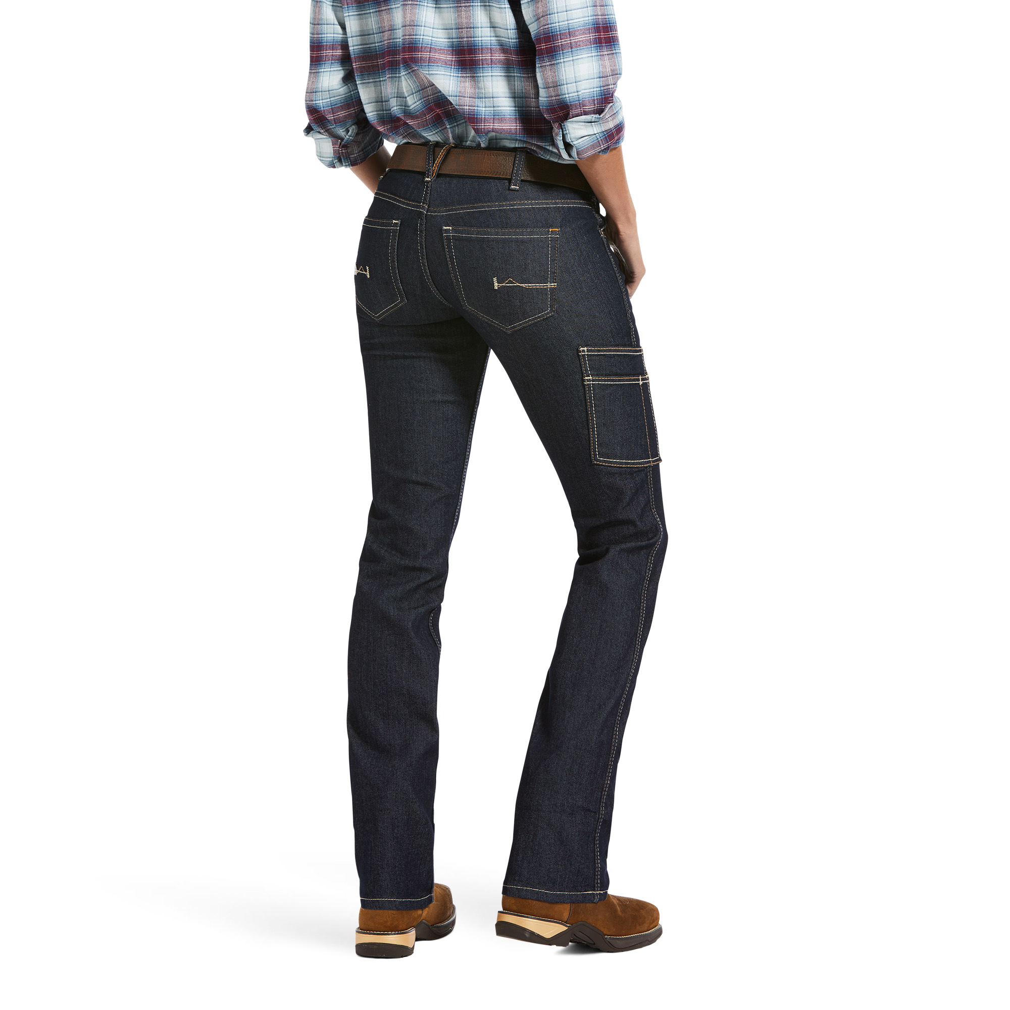 Picture of Ariat 10032463 REBAR DURASTR RAVEN STKBL STRAIGHT JEAN