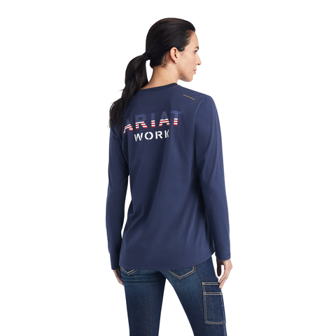 Picture of Ariat 10041463 REBAR WORKMAN USA LOGO LS T-SHRT