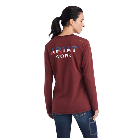 Picture of Ariat 10041464 REBAR WORKMAN USA LOGO LS T-SHRT