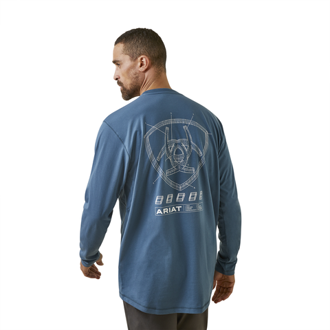 Picture of Ariat 10046350 REBAR WORKMAN BLUEPRINT LS TSHRT