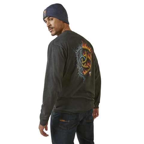 Picture of Ariat 10046353 REBAR COTTON STRONG SHOCK FIRE LS TSHRT