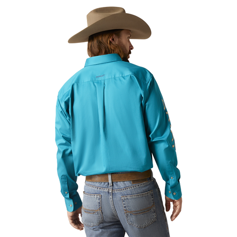 Picture of Ariat 10046720 TEAM LOGO TWILL CLSSC LS SHRT