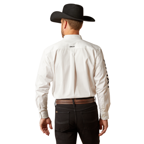 Picture of Ariat 10046825 TEAM LOGO TWILL LS SHRT