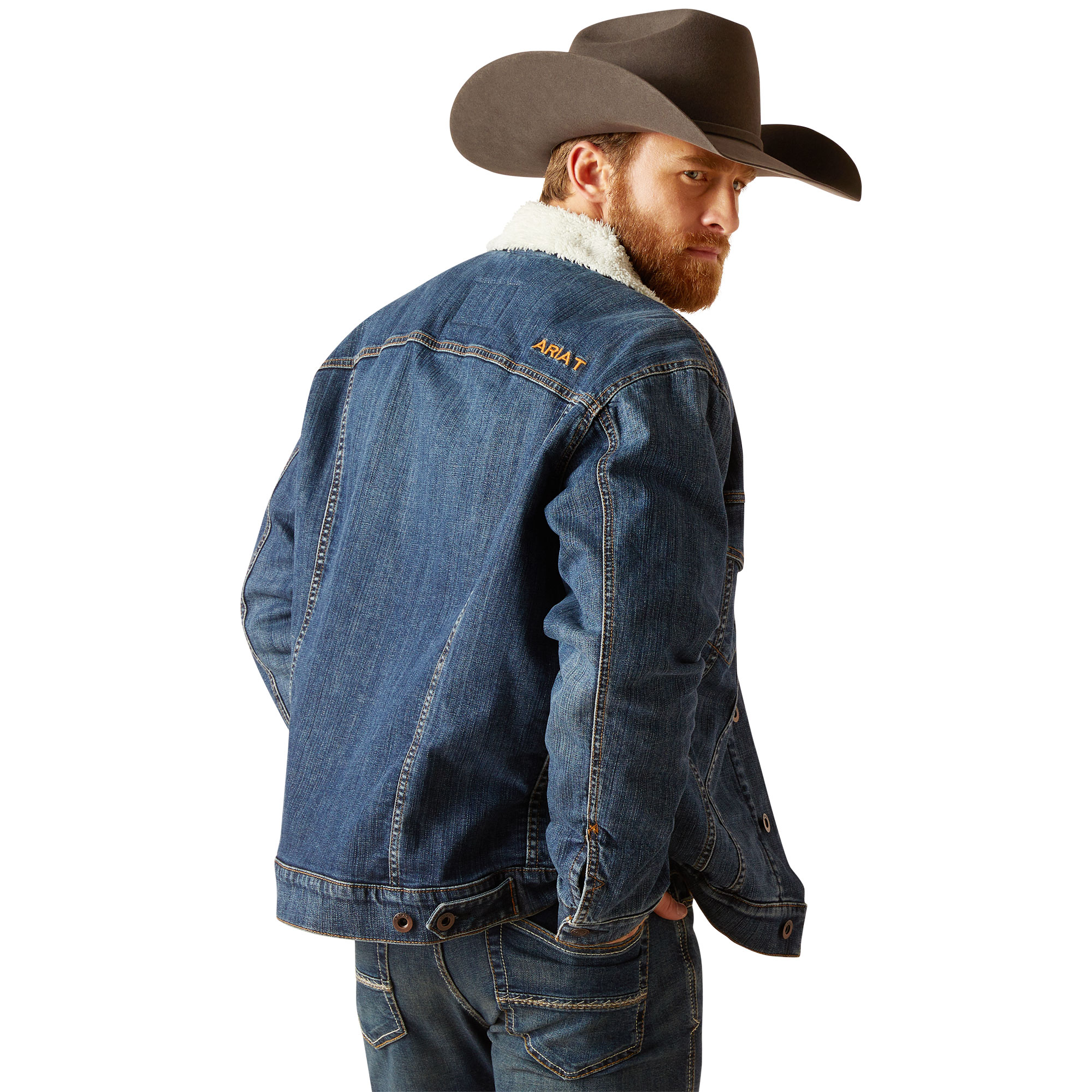 Picture of Ariat 10047438 SHERPA LINED TRUCKER JKT BLUE ROCK