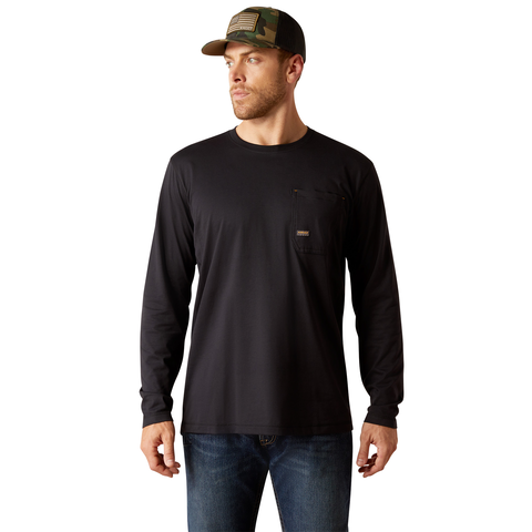 Picture of Ariat 10052055 REBAR WORKMAN CHROME SKULL LS TSHRT