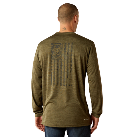 Picture of Ariat 10052326 CHARGER CAMO SLICE LS TSHRT