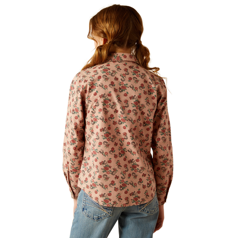 Picture of Ariat 10053889 FLOWERS N' HORSESHOES SNP LS SHRT