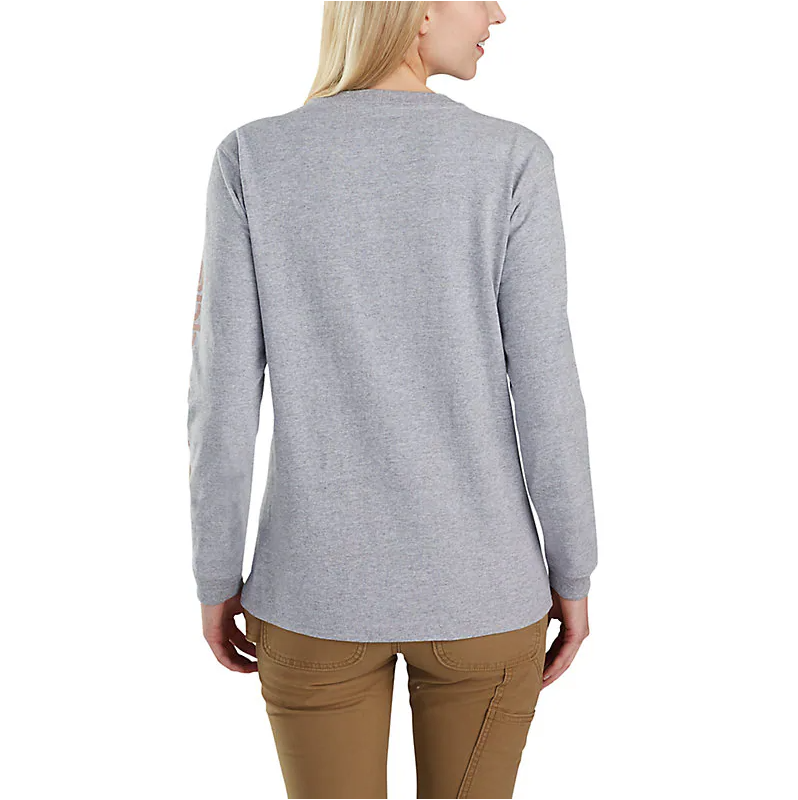 Picture of Carhartt 103401 Womens Loose Fit Heavyweight Long-Sleeve Logo Sleeve Graphic T-Shirt