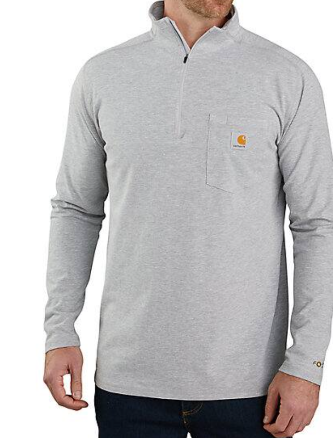 Picture of Carhartt 104255 Mens Force Relaxed Fit Midweight Long-Sleeve Quarter-Zip Mock-Neck T-Shirt