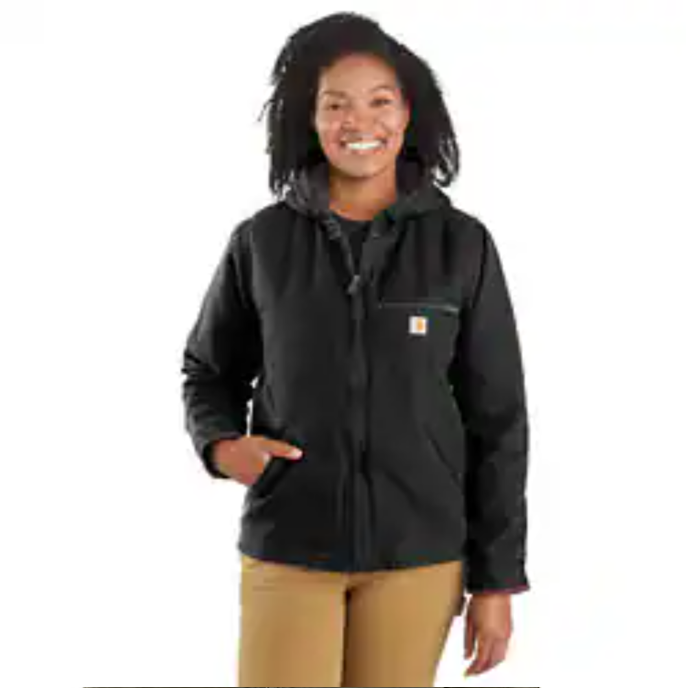 Picture of Carhartt 104292 Womens Loose Fit Washed Duck Sherpa Lined Jacket