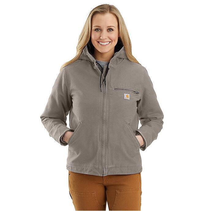 Picture of Carhartt 104292 Womens Loose Fit Washed Duck Sherpa Lined Jacket