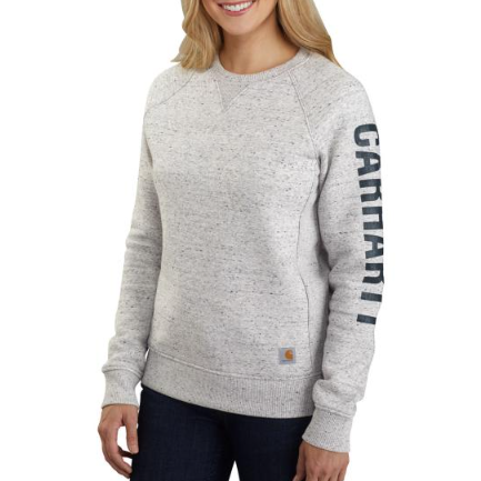 Picture of Carhartt 104410 Womens Relaxed Fit Midweight Crewneck Block Logo Sleeve Graphic Sweatshirt