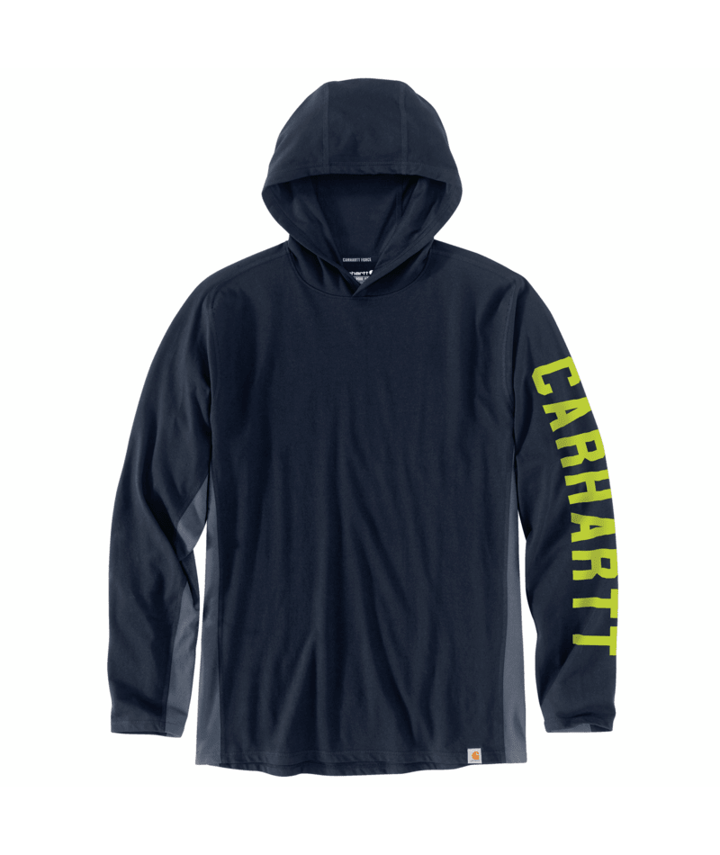 Picture of Carhartt 106654 Mens Force Relaxed Fit Midweight Long-Sleeve Logo Graphic Hooded T-Shirt