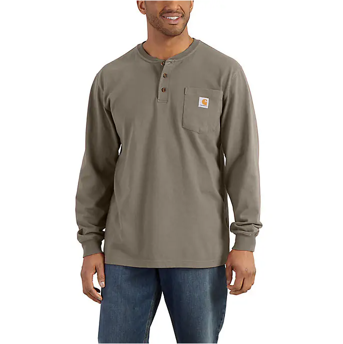 Picture of Carhartt K128 Mens Loose Fit Heavyweight Long-Sleeve Pocket Henley T-Shirt